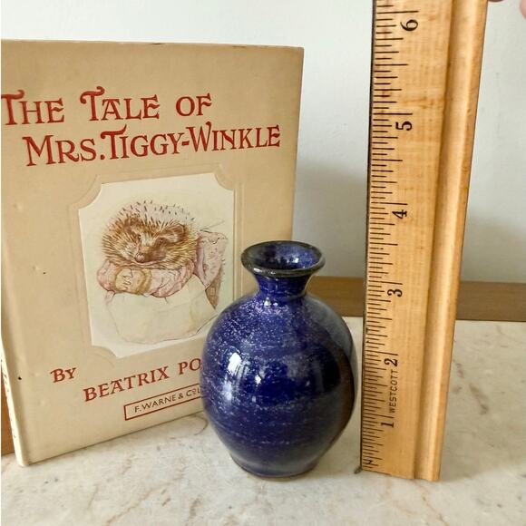 Vintage Small Round Cobalt Blue Studio Pottery Bud Vase Handcrafted Miniature - Picture 8 of 8